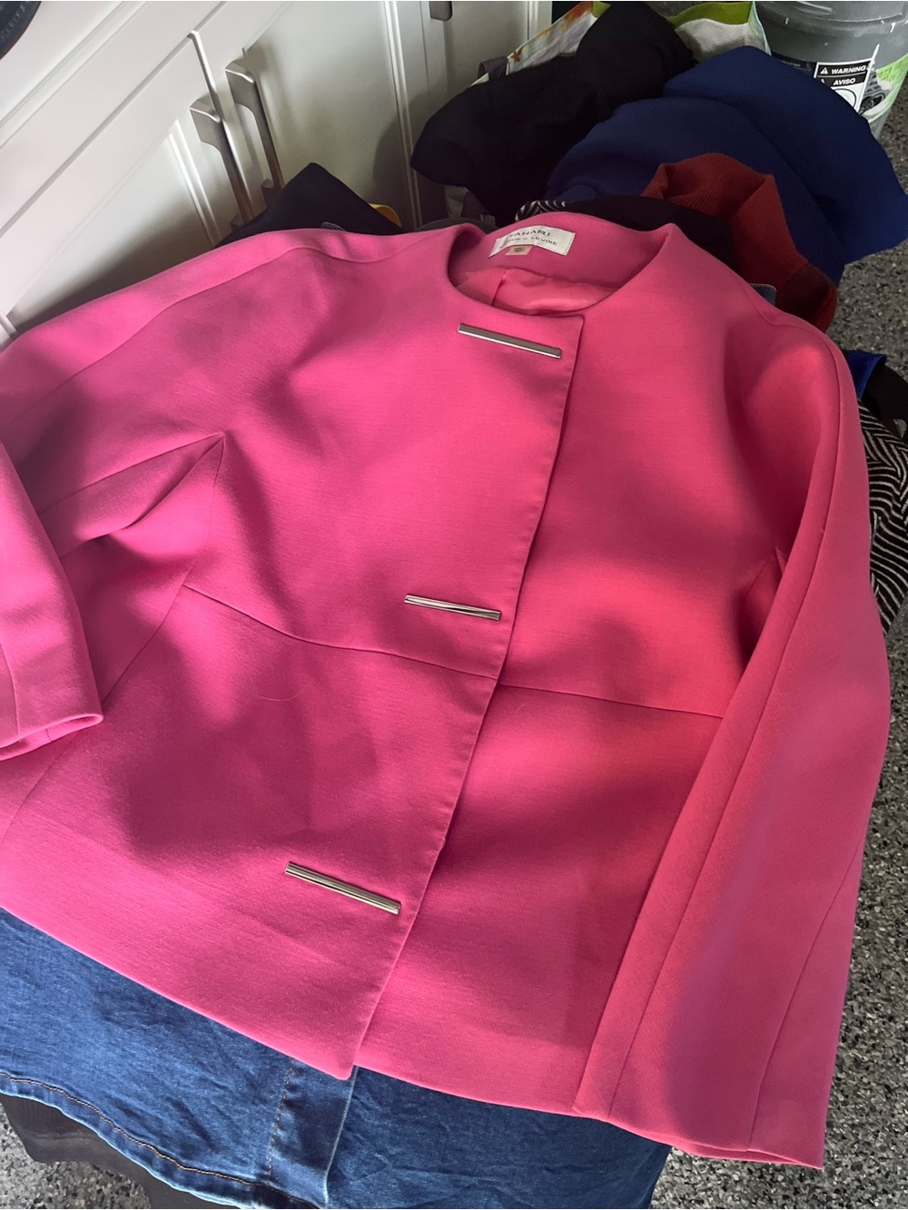 JJ Cole Hot Pink Collarless Jacket with Silver Bars